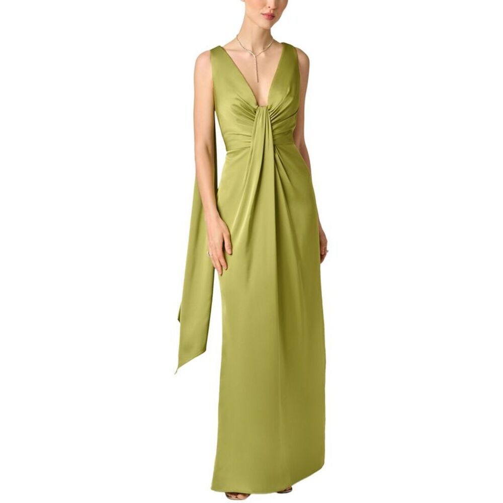 Aidan Mattox Womens Crepe Back Satin Long Dress